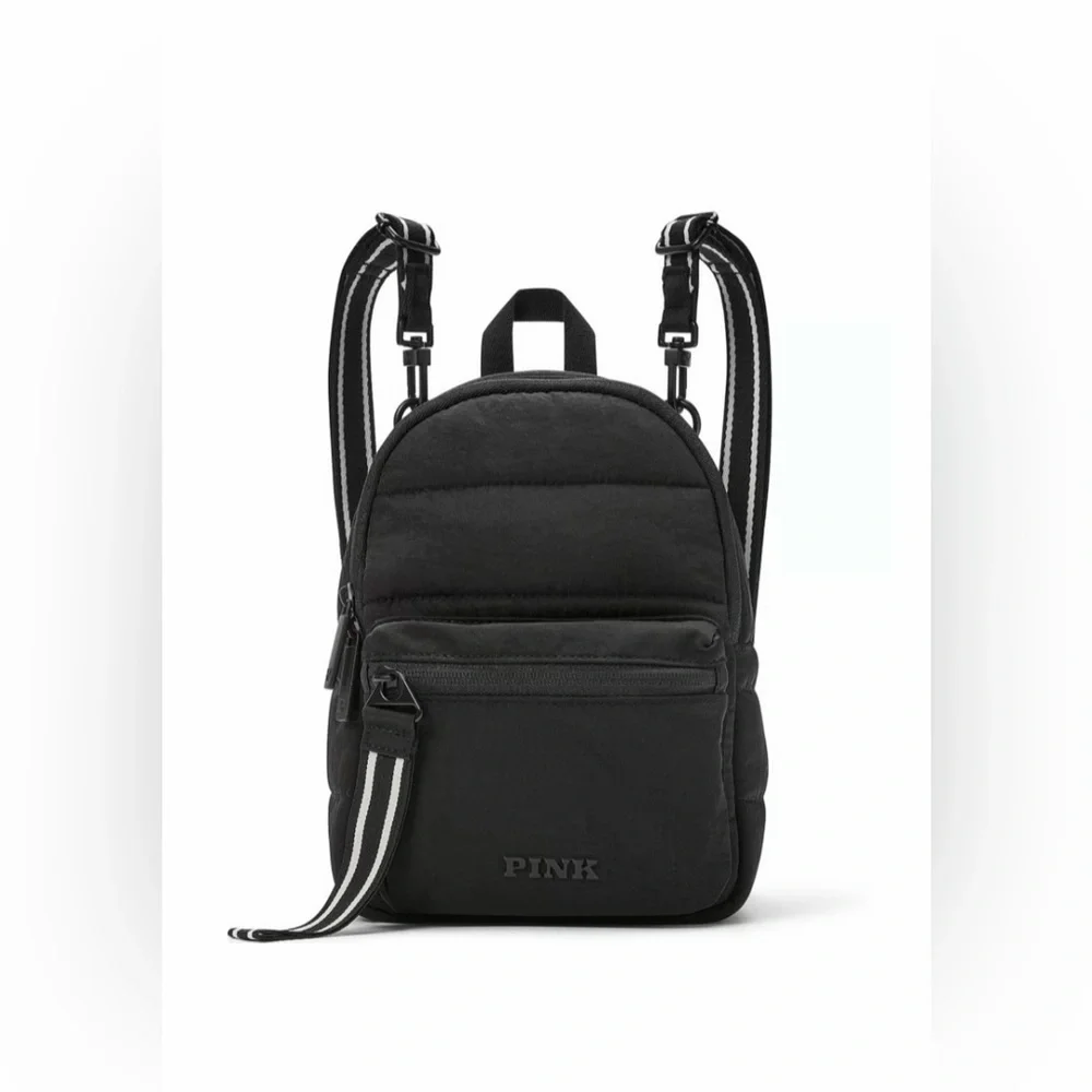black leather backpack with pink white and burgundy stripes Love Royln Tennis Bag The subtle star embossing adds a modern signature touch Travel Backpacks & Laptop Backpacks